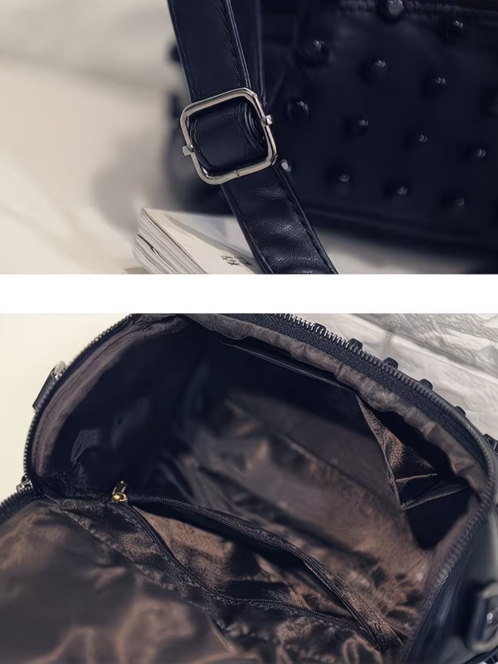 (A10) Studded Lambskin Leather Crossbody Bag - Picture 11 of 12